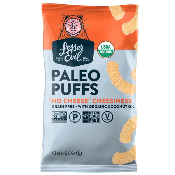 lesser evil organic paleo puffs 14 oz
