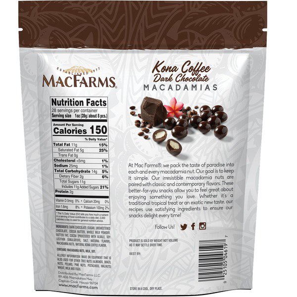 macfarms kona coffee dark chocolate macadamia nuts 28 oz 1