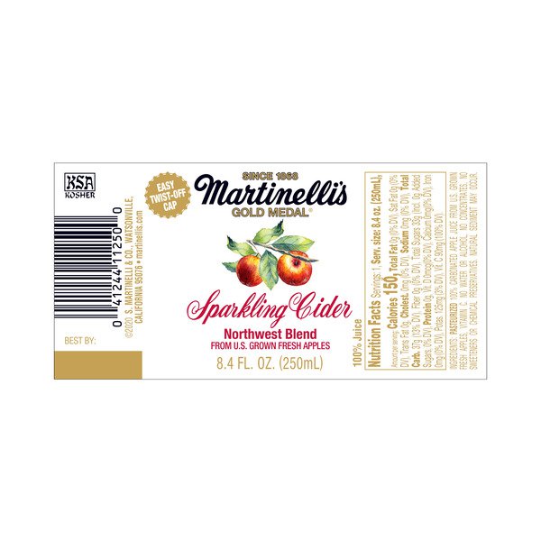 martinellis sparkling cider northwest blend 12 x 8 4 fl oz 1