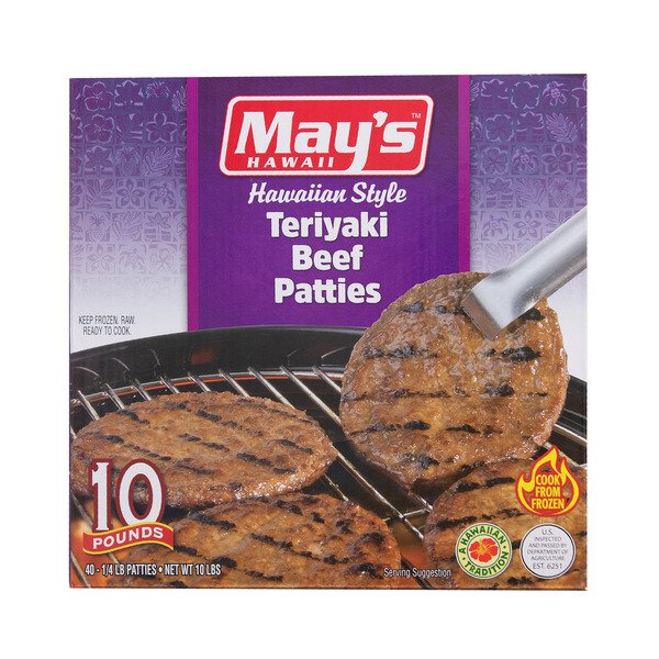 mays hawaiian style teriyaki beef patties 10 lb