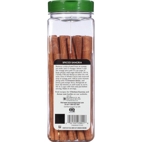 mccormick gourmet organic cinnamon sticks 8 oz 1