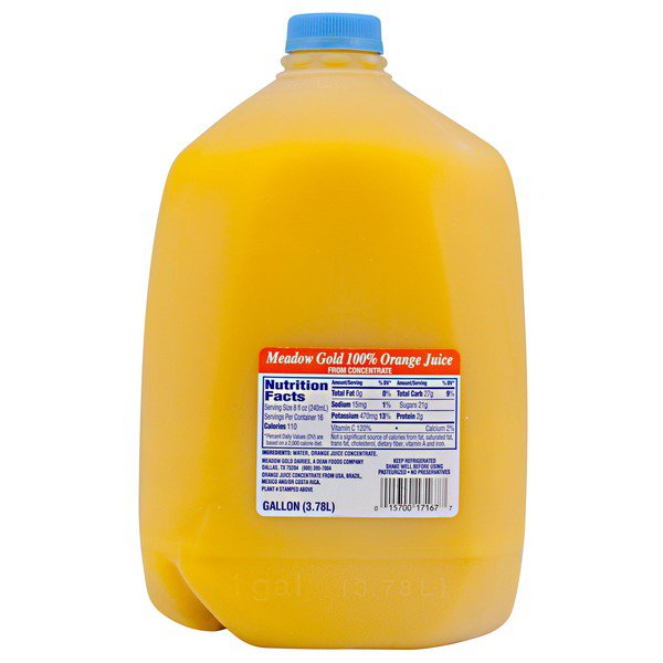 meadow gold 100 pure orange juice 1 gal 1