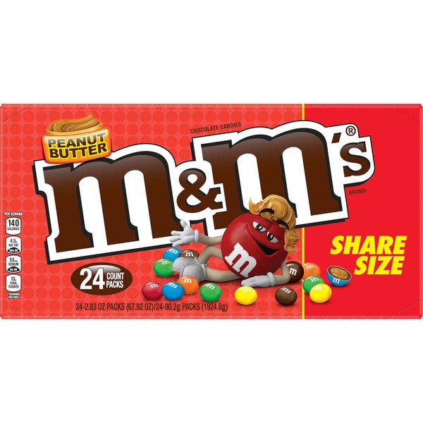 mms share size chocolate candy peanut butter 2 83 oz 24 ct 1