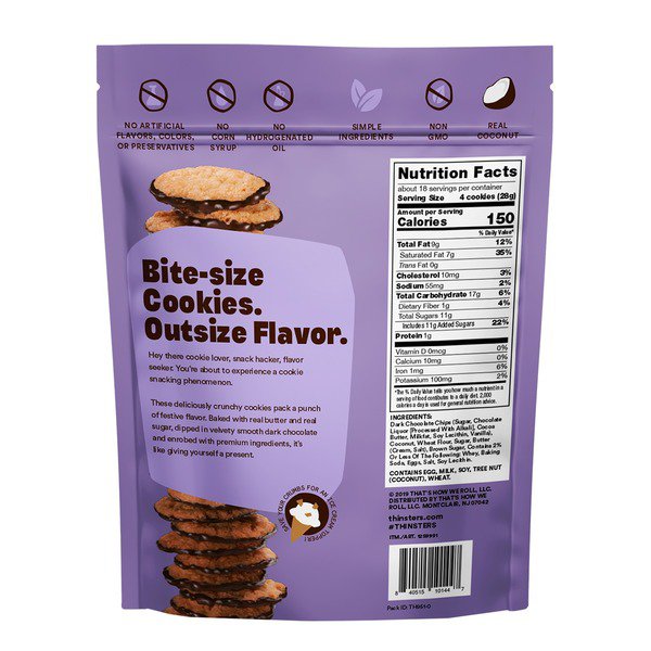 mrs thinsters dark chocolate coconut cookie thins 18 oz 1