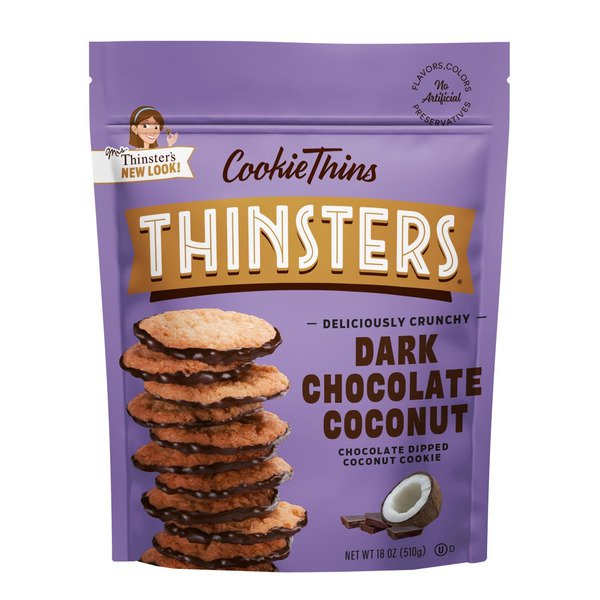 mrs thinsters dark chocolate coconut cookie thins 18 oz