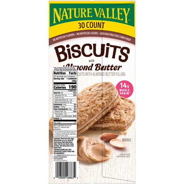 nature valley cinnamon biscuits with almond butter 30 x 1 35 oz 1