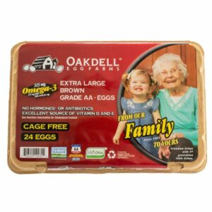 oakdell cage free xl brown eggs omega 3 usda grade aa 24 ct