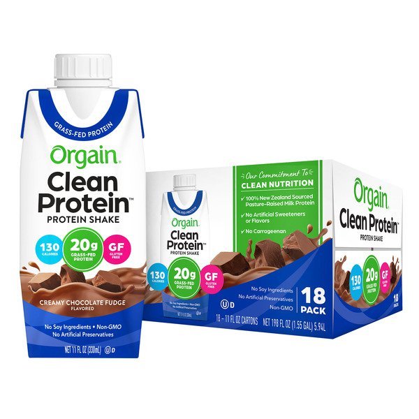 orgain clean protein chocolate shake 18 x 11 fl oz
