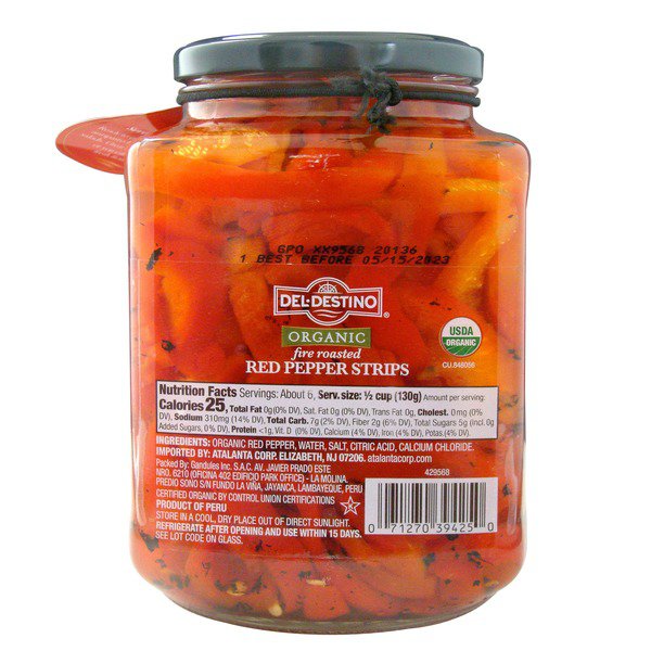 organic del destino roasted red pepper strips 42 oz 1