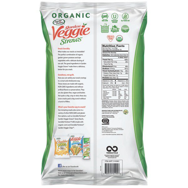 organic garden veggie straws 25 oz 1