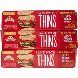 oroweat 100 whole wheat sandwich thins 3 x 12 oz