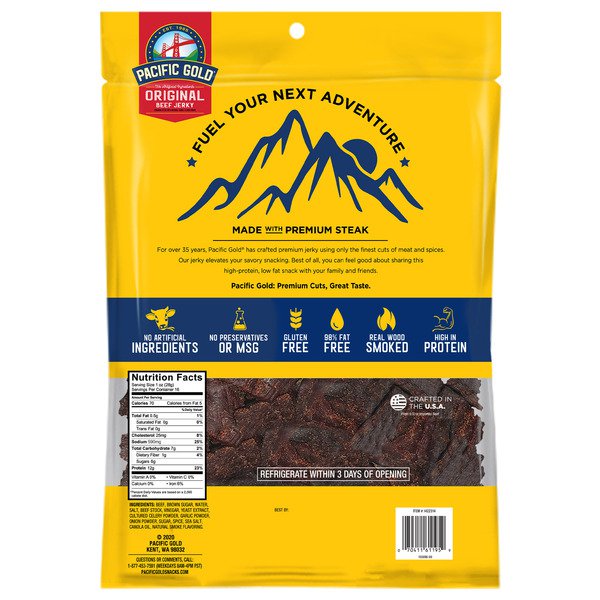 pacific gold natural wood smoked beef jerky 16 oz 1
