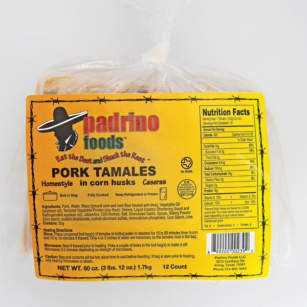 padrino foods pork tamales 60 oz