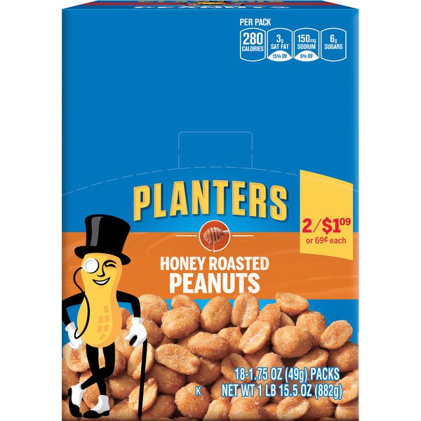 planters honey roasted peanuts 18 x 1 75 oz