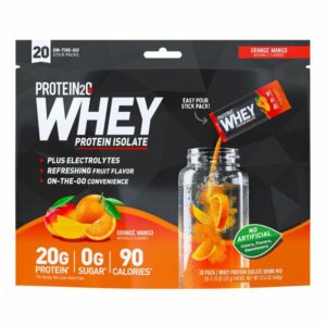 protein2o whey protein isolate orange mango 20 stick packs