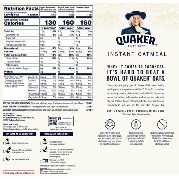 quaker instant oatmeal variety 52 ct 1