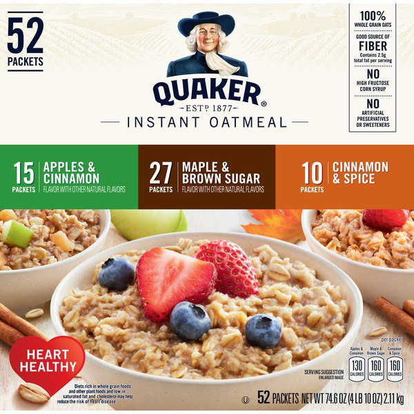 quaker instant oatmeal variety 52 ct