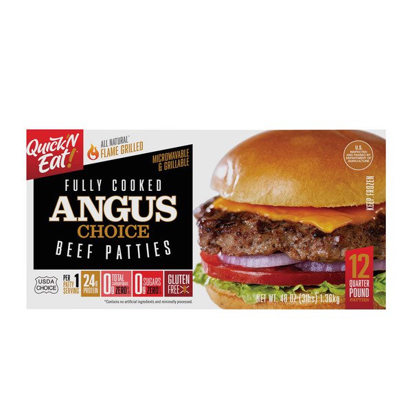 quickn eat cooked angus burgers 12 ct