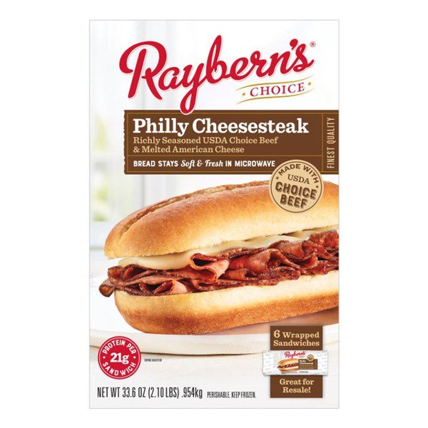 rayberns philly cheesesteak sandwich 6 x 6 1oz