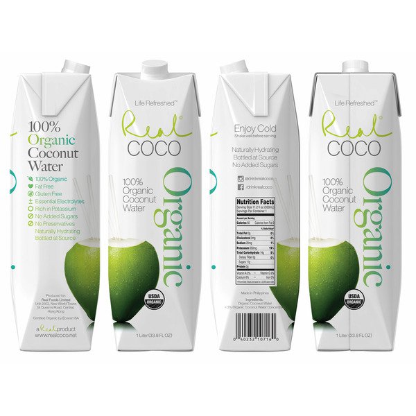 real coco organic coconut water 6 x 1 l 1