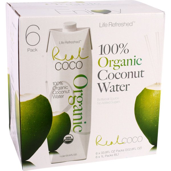 real coco organic coconut water 6 x 1 l