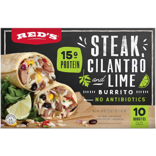 reds steak cilantro burrito 10 ct