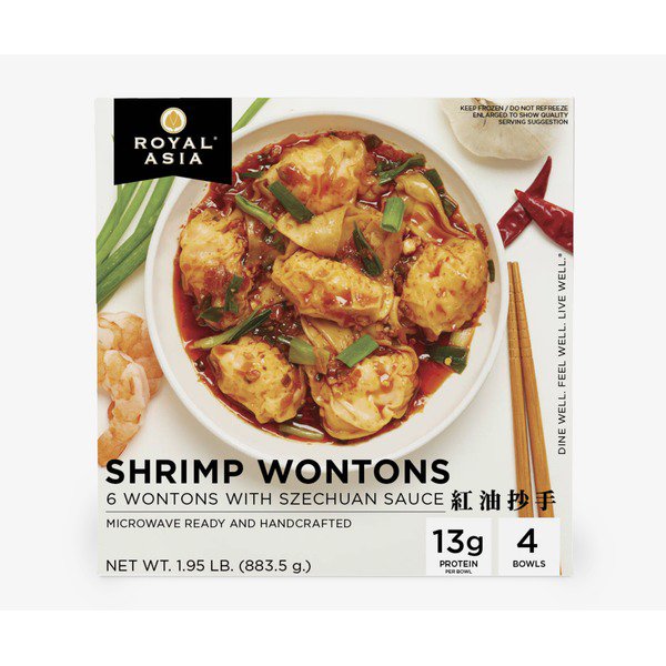 royal asia shrimp wontons bowls with szechuan sauce 4 x 7 8 oz