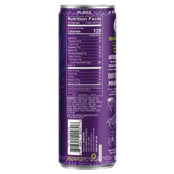sambazon organic acai berry energy drink 12 x 12 oz 1
