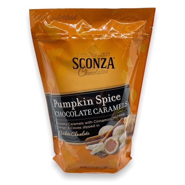 sconza pumpkin spice caramels 24 oz 1 5 lbs