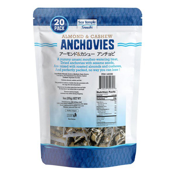 sea temple anchovies almonds and cashews 9 oz 1