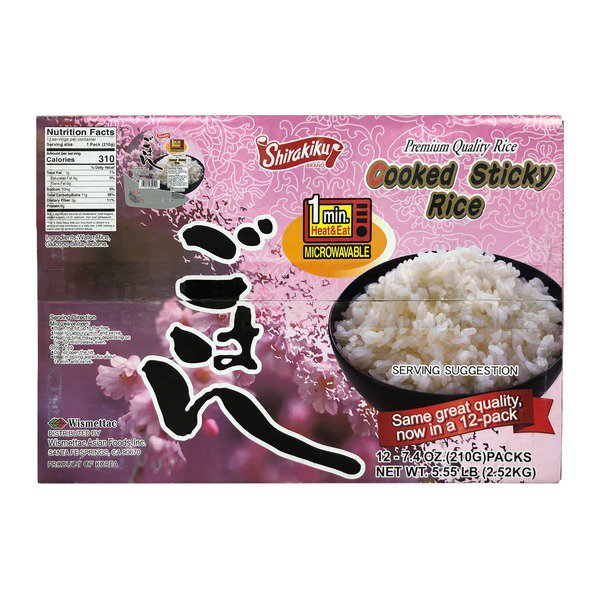 shirakiku brand microwaveable cooked rice 12 x 7 4 oz 1