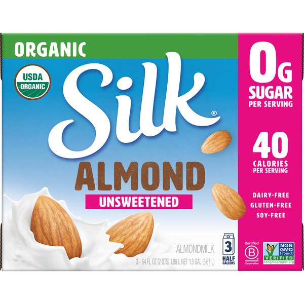 silk organic unsweetened almond milk 1