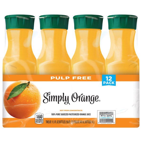 simply orange juice pulp free 12 x 11 5 oz 1