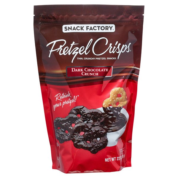 snack factory dark chocolate crunch pretzel crisps 22 oz