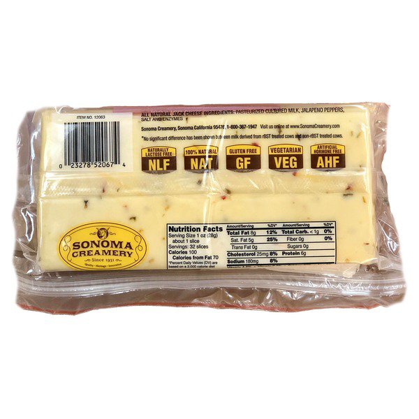 sonoma jack sliced hot pepper cheese 2 lb 1