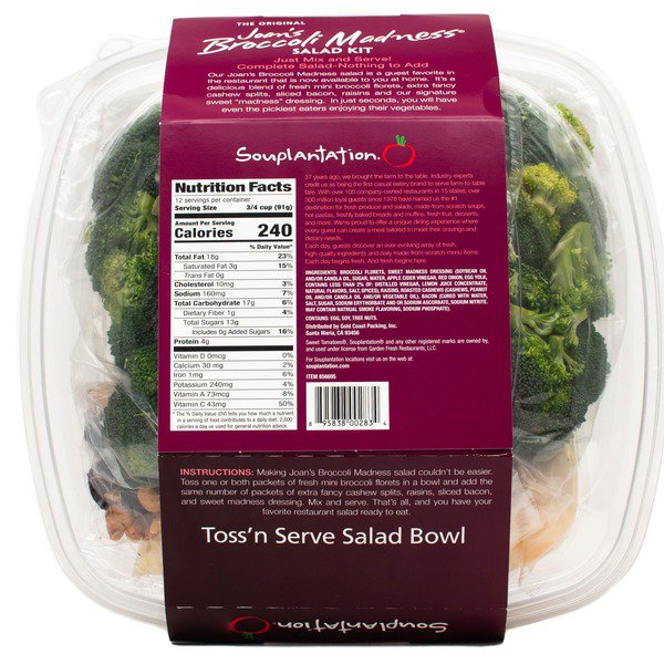 souplantation joans broccoli madness salad kit 38 oz 1