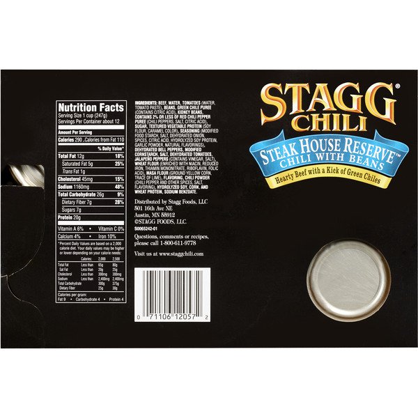 stagg steak house reserve chili with beans 6 x 15 oz 1