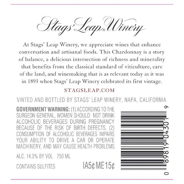 stags leap chardonnay napa valley 750 ml 2