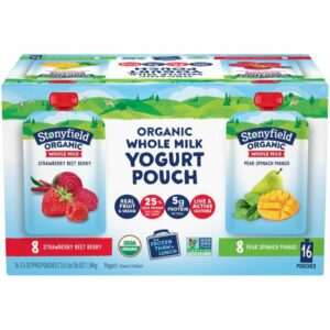 stonyfield organic whole milk pouch variety 16 x 3 5 oz