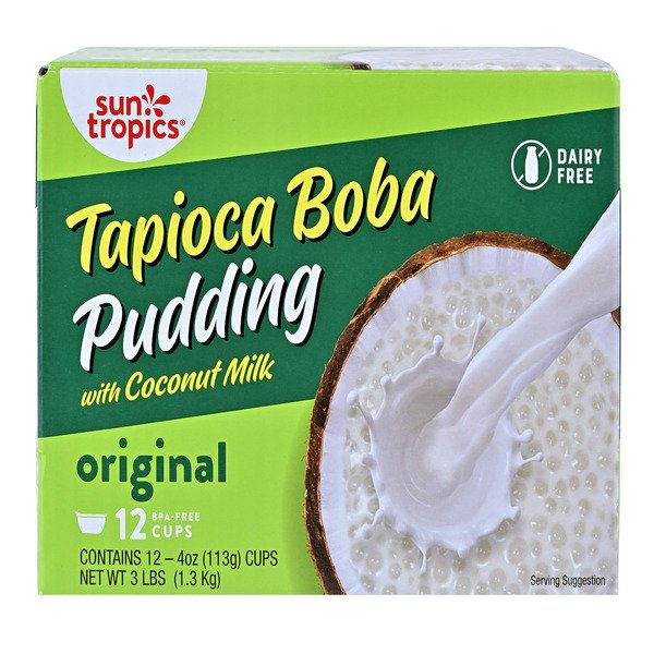 sun tropics coconut tapioca boba pudding 12 x 4 oz
