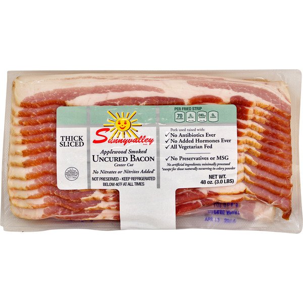 sunnyvalley applewood smoked uncured bacon 2 x 1 5 lb