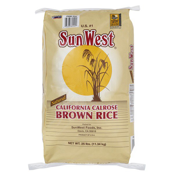sunwest calrose brown rice 25 lb