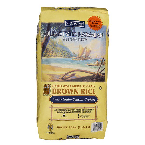 sunwest old style hawaiian brown rice 25 lbs