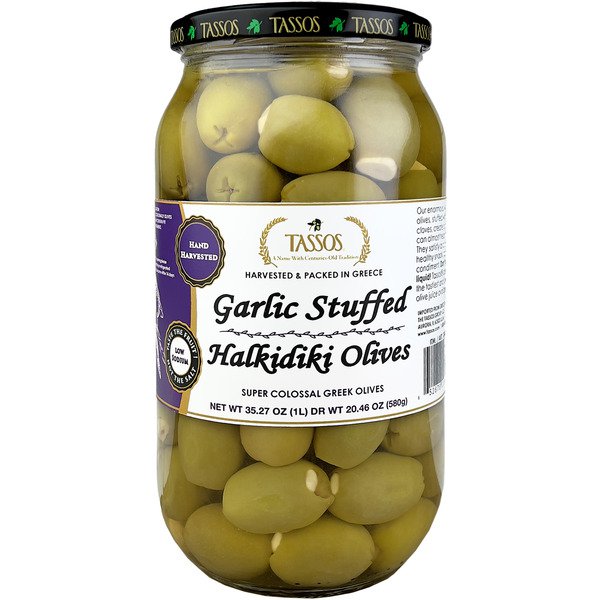 tassos mediterranean garlic stuffed olives 35 27 oz