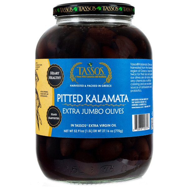 tassos pitted extra jumbo kalamata olives 52 91 oz