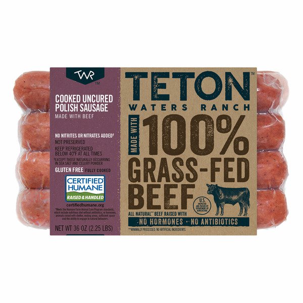 teton waters ranch uncured grass fed beef polish sausage 2 25 lbs