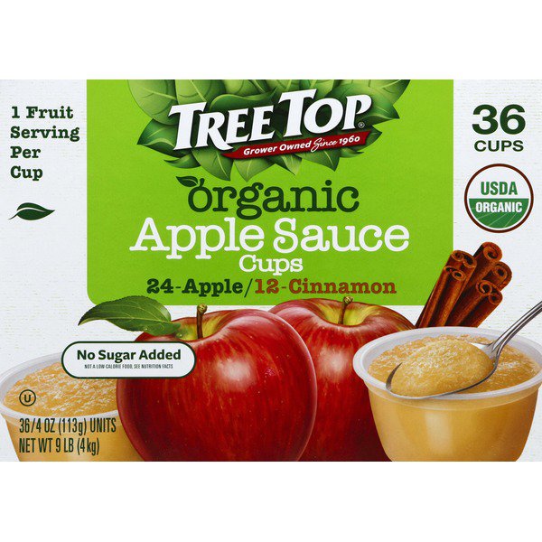 tree top organic apple sauce cups 36 x 4 oz