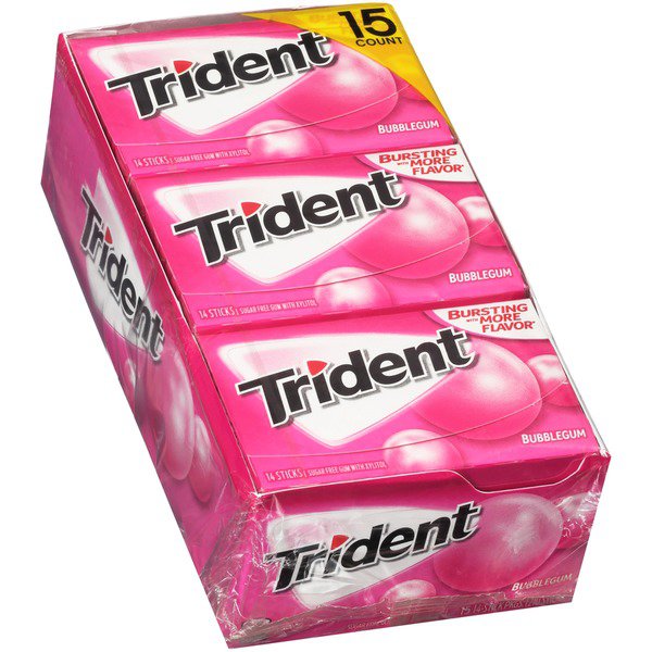 trident bubblegum 15 x 14 ct