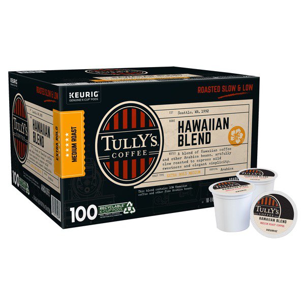 tullys coffee hawaiian blend k cups pods 100 ct 1