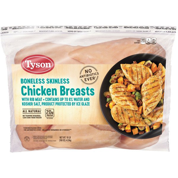 tyson chicken breast with rib meat 10 lb